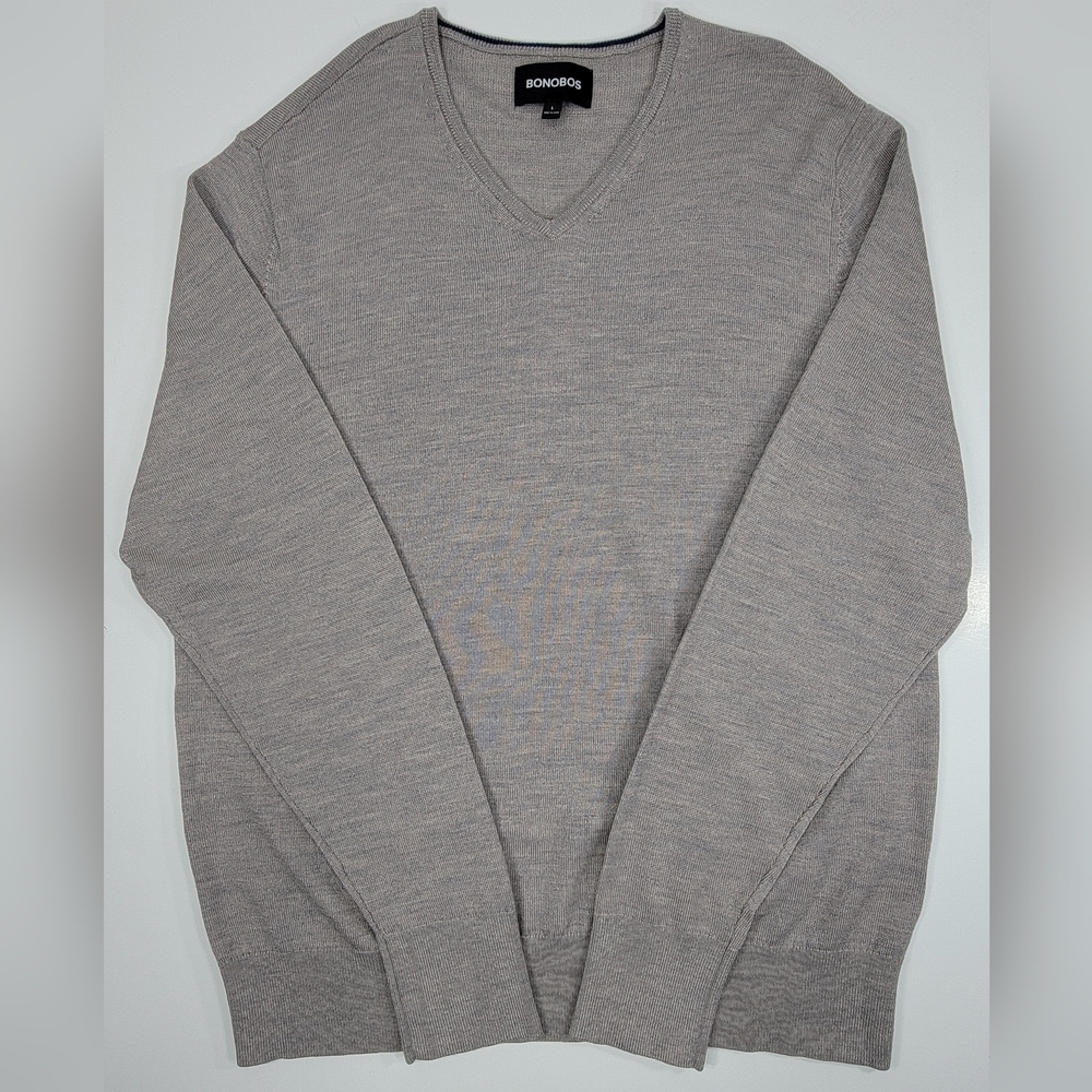 Bonobos Slim Fit 100% Merino Wool V-Neck Sweater Career Contemporary Large Men's